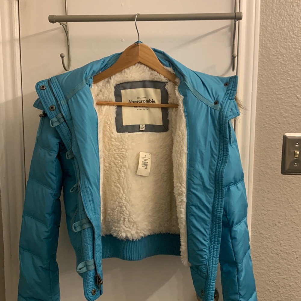 Turquoise Abercrombie and fitch parka puffer jacket